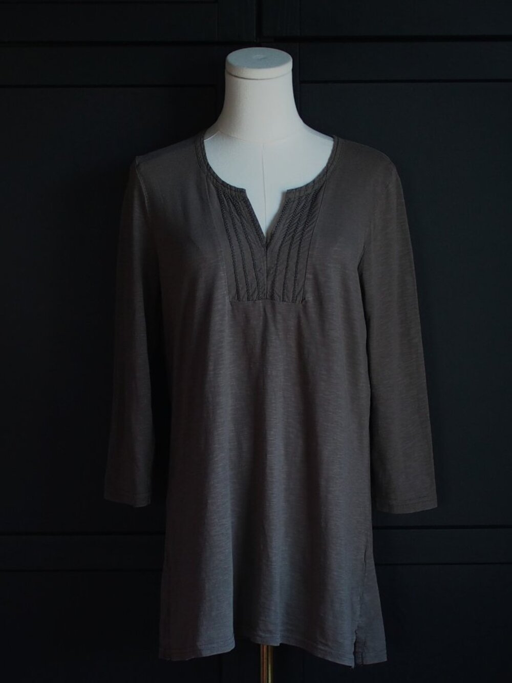 Eddie Bauer | Slub Cotton Pintuck 3/4-Sleeve Tunic